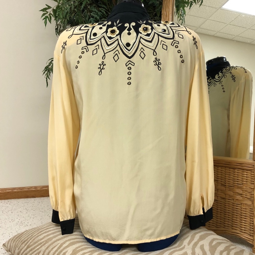 Exit Shops Silk Blouse With Beaded Design - image 2